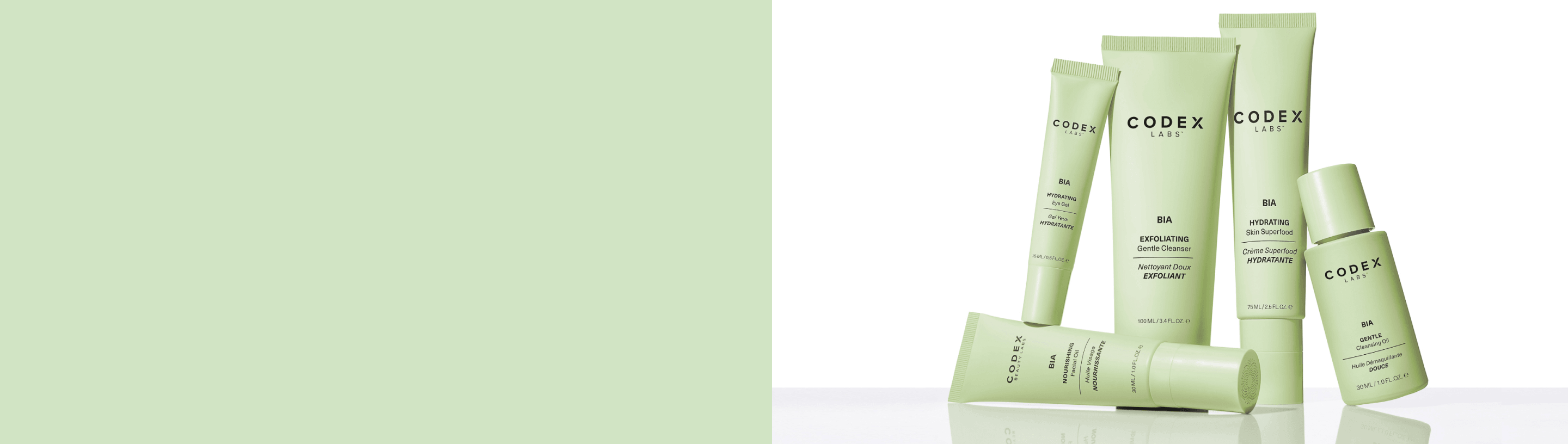 Bia skincare products on a white background.